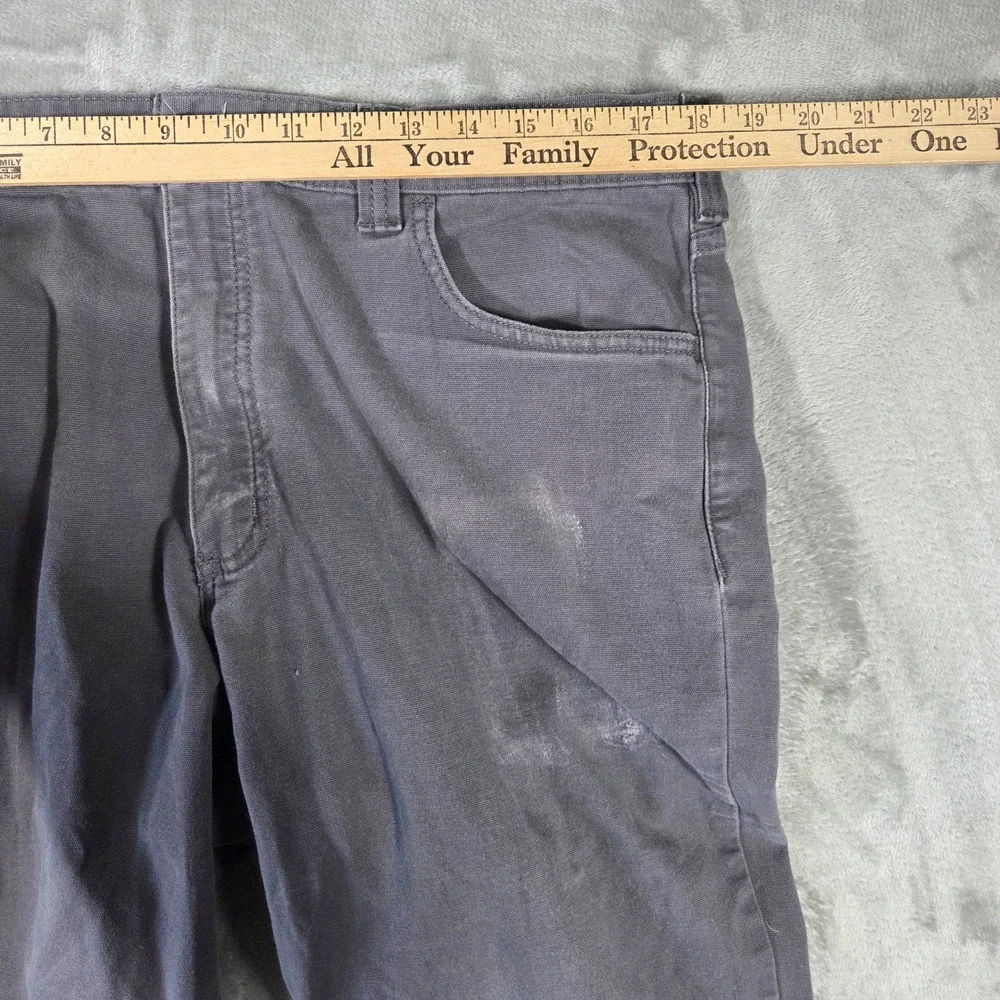 Carhartt Mens 36x34 Relaxed Fit Gray Canvas Work Pants Outdoors Utility Pocket